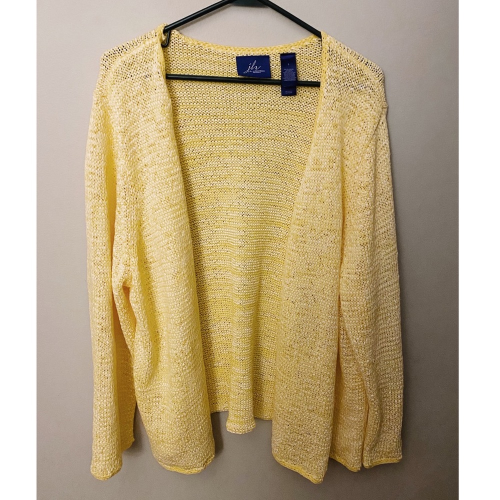 Pale Yellow Knit Cardigan Sweater